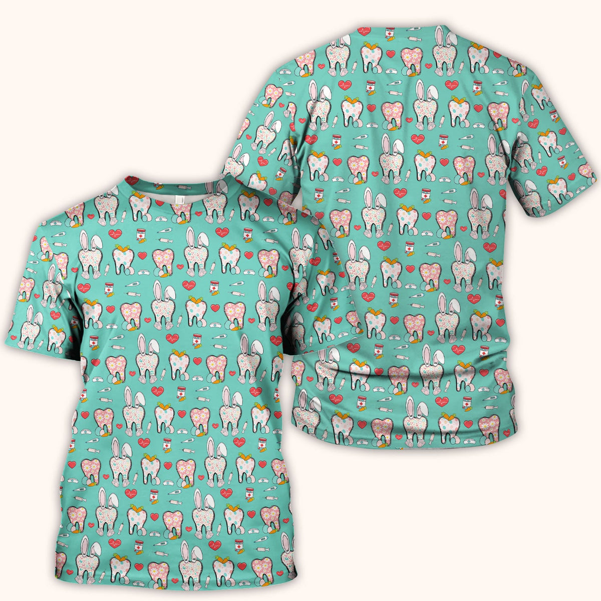 Easter Bunny Dentist Nurse Scrub Top