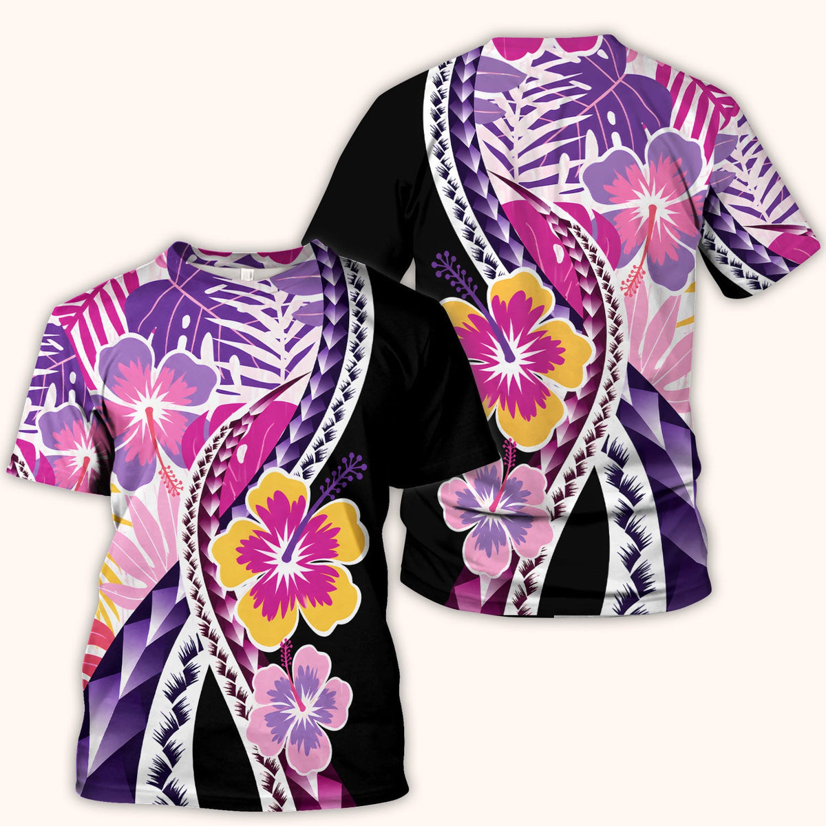 Nurse Tropical Hibiscus Leaf Pattern Scrub Top, Comfortable Scrubs for Nurses