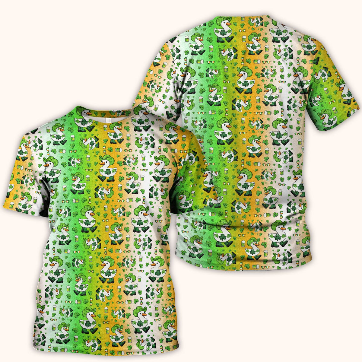 St. Patrick's Day Goose Shamrock Medical Pattern Scrub Top, Breathable Fabrics Nursing Uniform