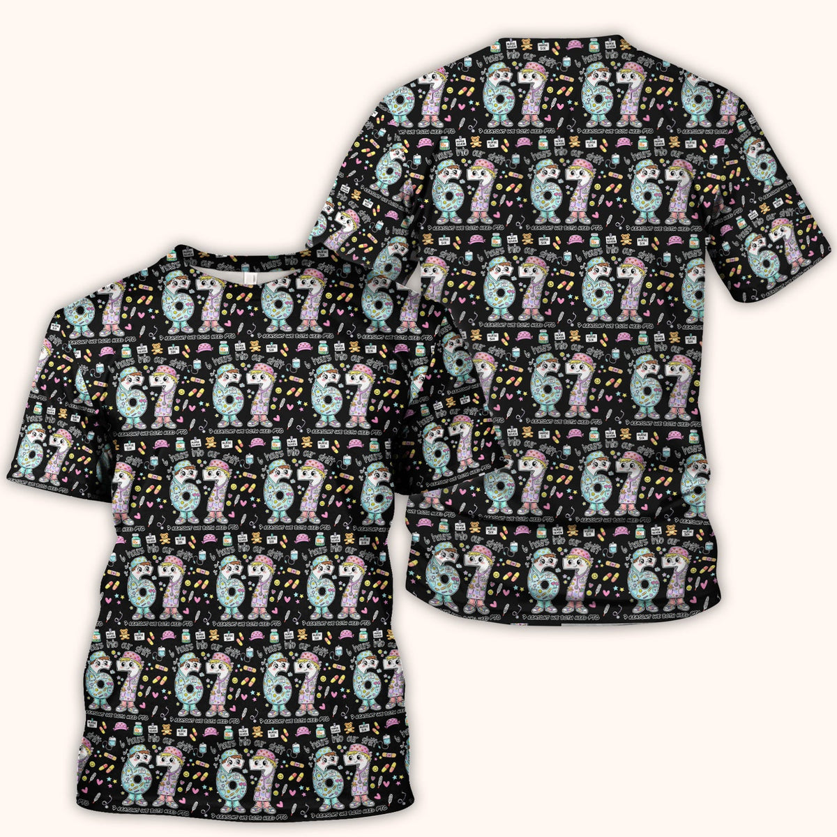 Six Hours Into Shift Blue Nurse Scrub Top