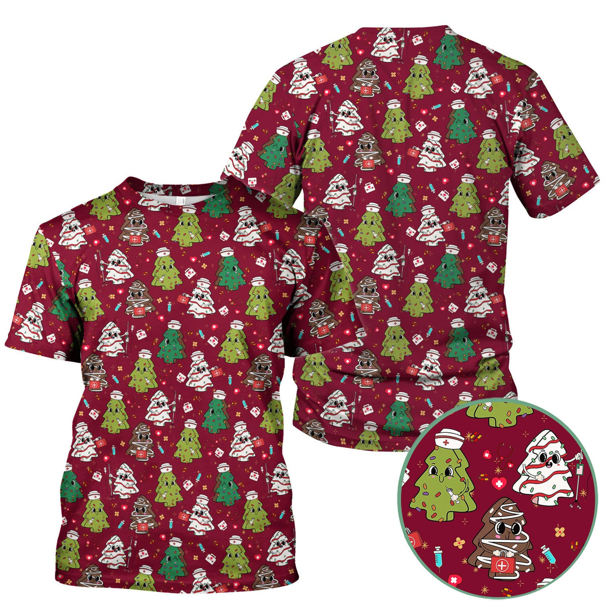 Christmas Tree Nurse Scrub Top