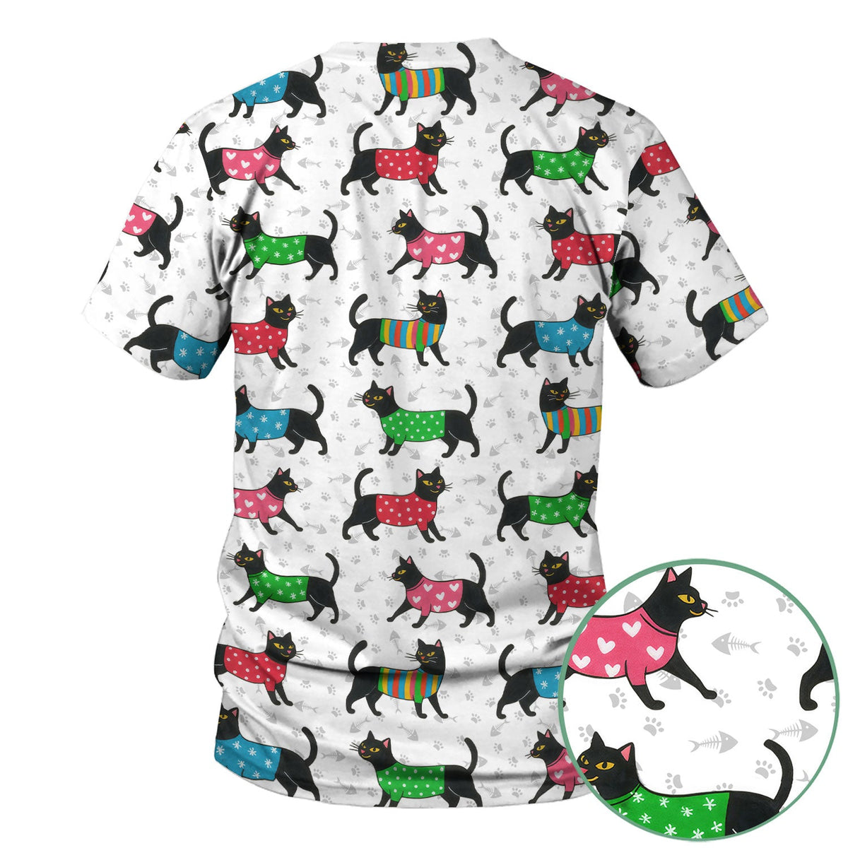 Black Kitty Nurse Scrub Top