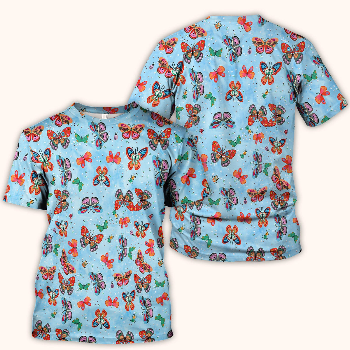 Colorful Butterfly Garden Nurse Scrub Top