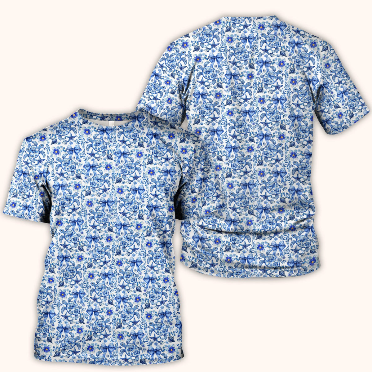 Coastal Turtle Bow Nurse Scrub Top