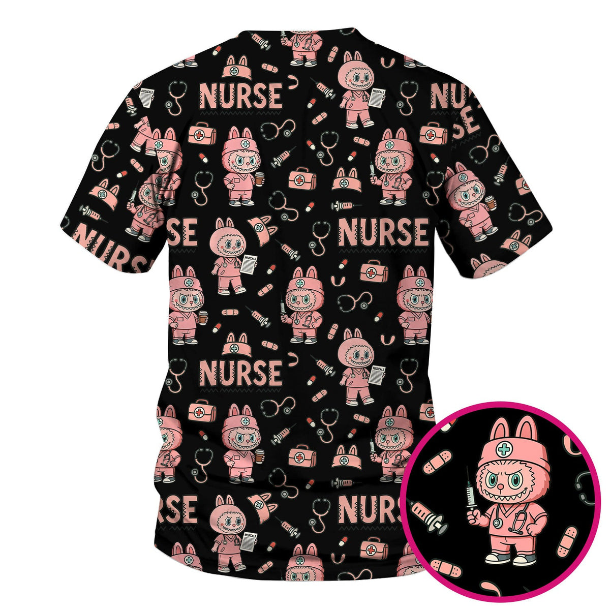 Bunny Cartoon Nurse Scrub Top