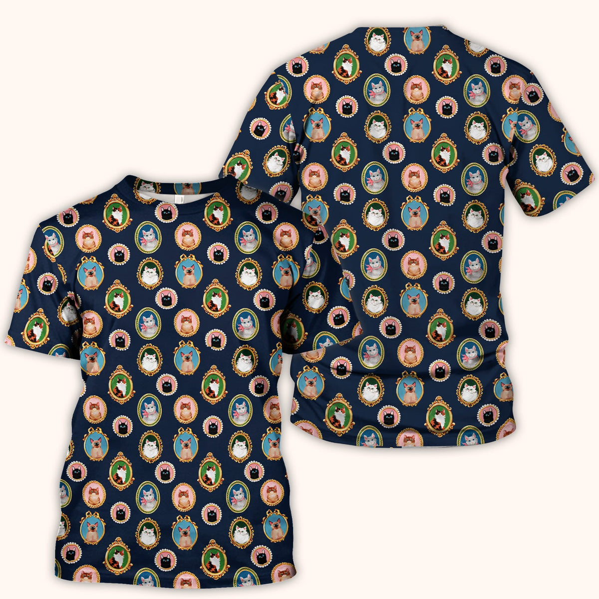 Vintage Cat Portrait Nurse Scrub Top