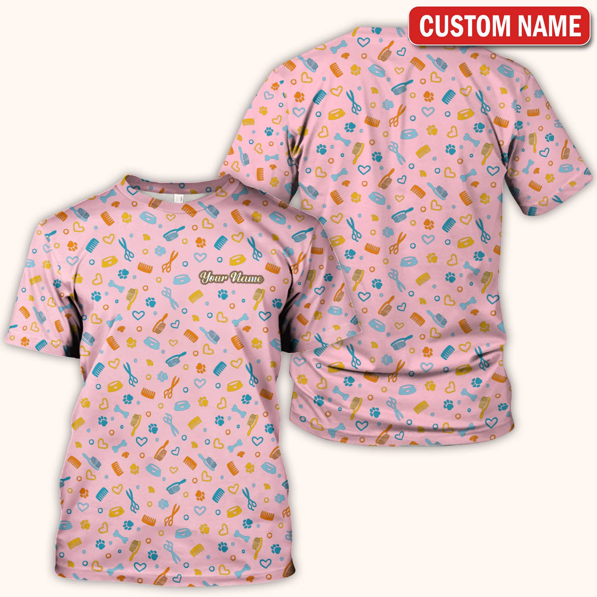 Personalized Dog Cat Grooming Nurse Scrub Top
