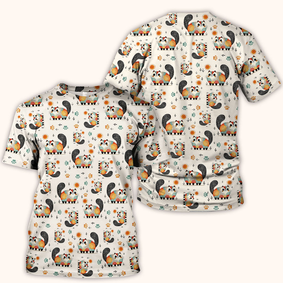 Cat Illustration Nurse Scrub Top