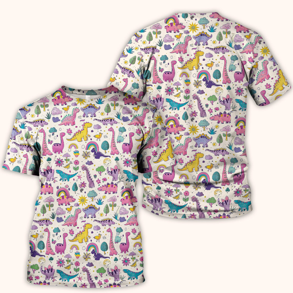 Dinosaur Rainbow Nurse Scrub Top