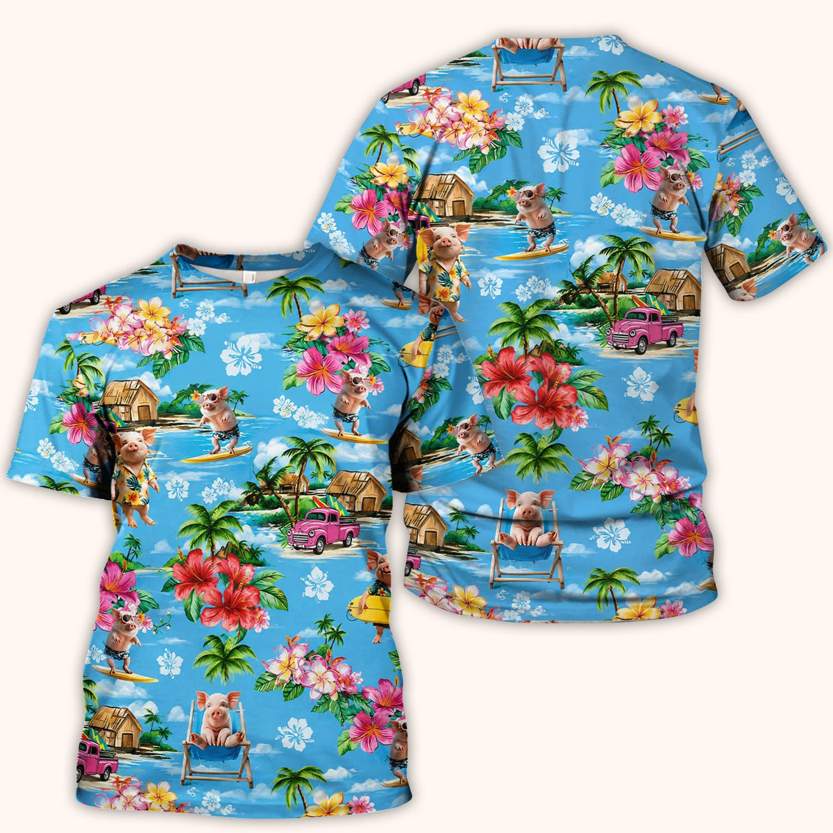 Tropical Surfing Pig Beach Nurse Scrub Top