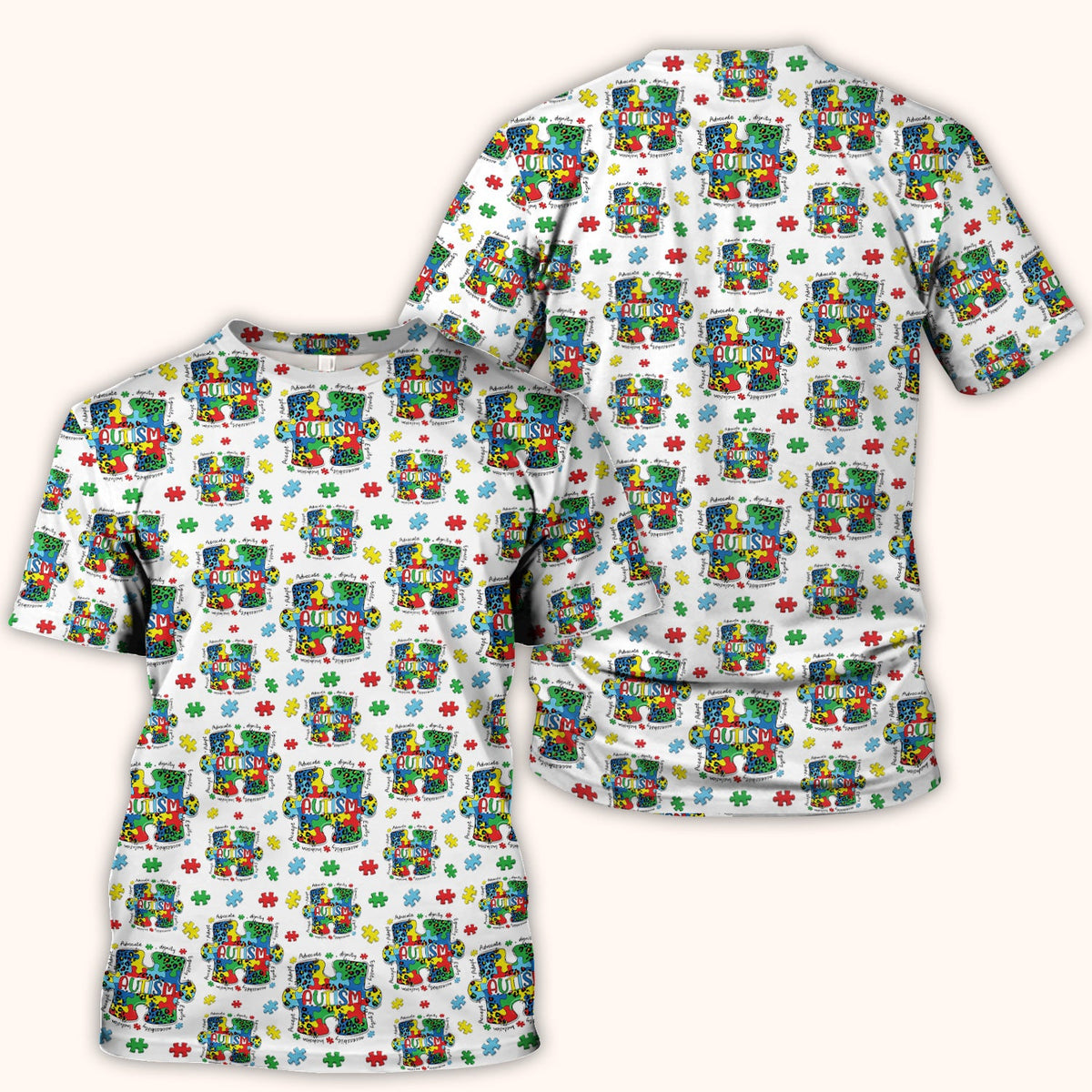 Autism Awareness Puzzle Black White Nurse Scrub Top