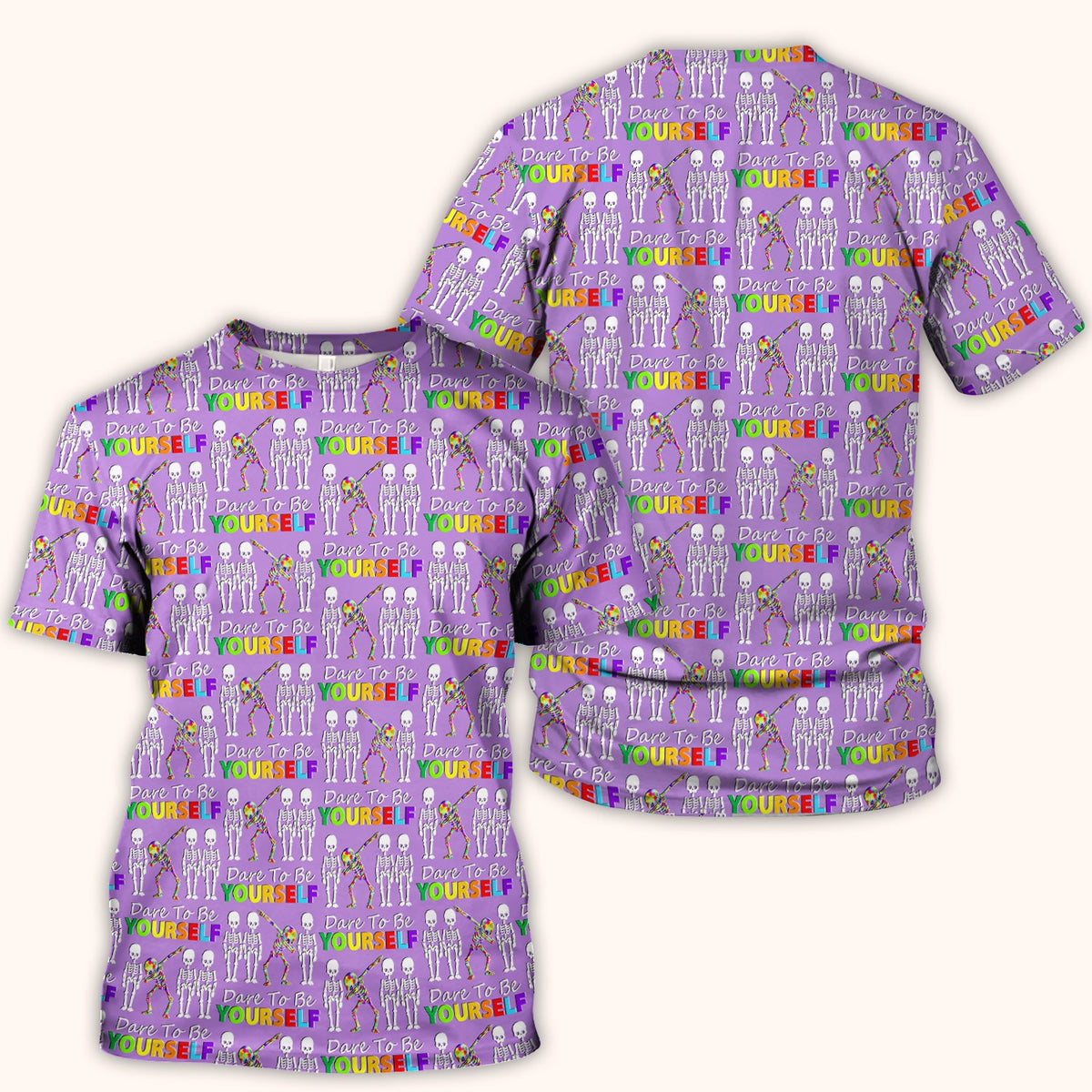 Rainbow Skeleton Dare To Be Yourself Nurse Scrub Top