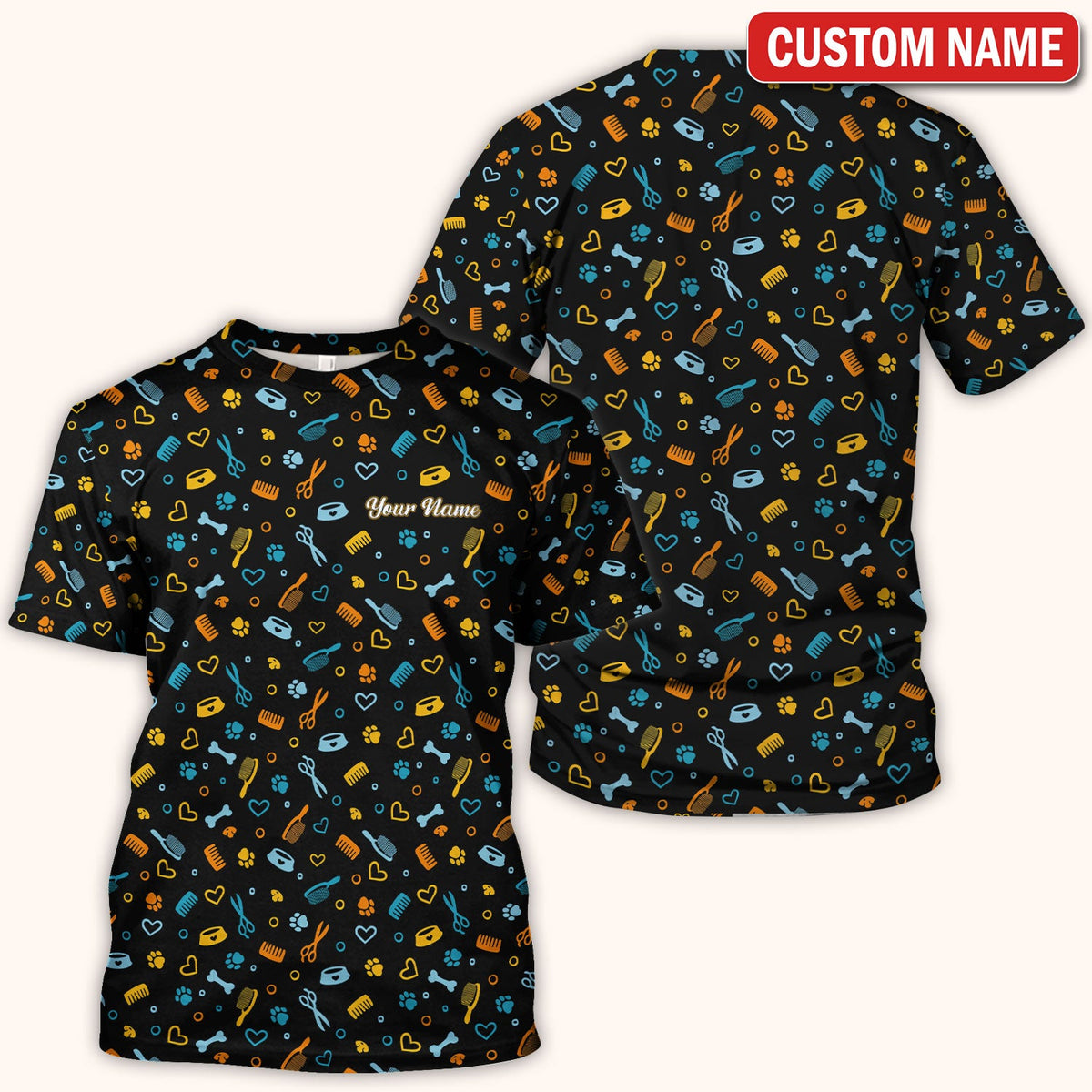 Personalized Dog Cat Grooming Nurse Scrub Top