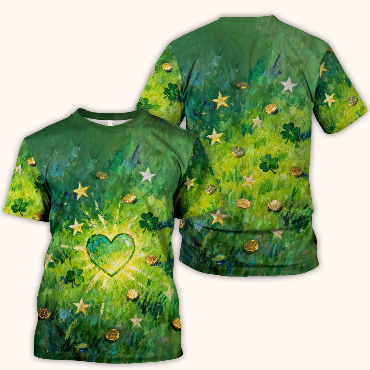 St Patrick Lucky Shamrock Heart Nurse Scrub Top