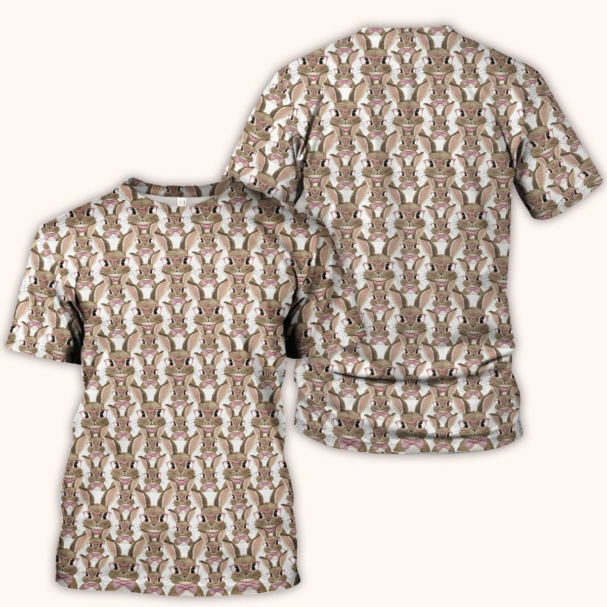 Bunny With Glasses Nurse Scrub Top - Easter Gift