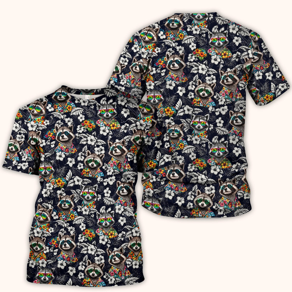 Tropical Raccoon Floral Nurse Scrub Top
