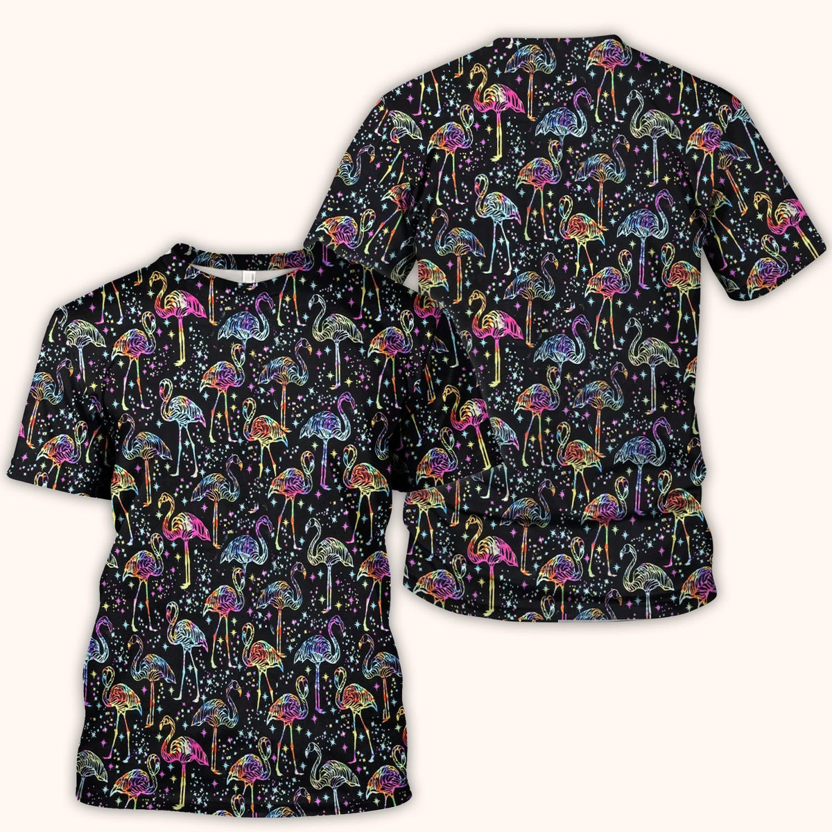 Neon Flamingo Starry Night Nurse Scrub Top