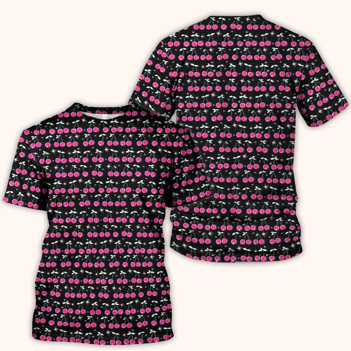 Pink Cherry Sparkle Nurse Scrub Top