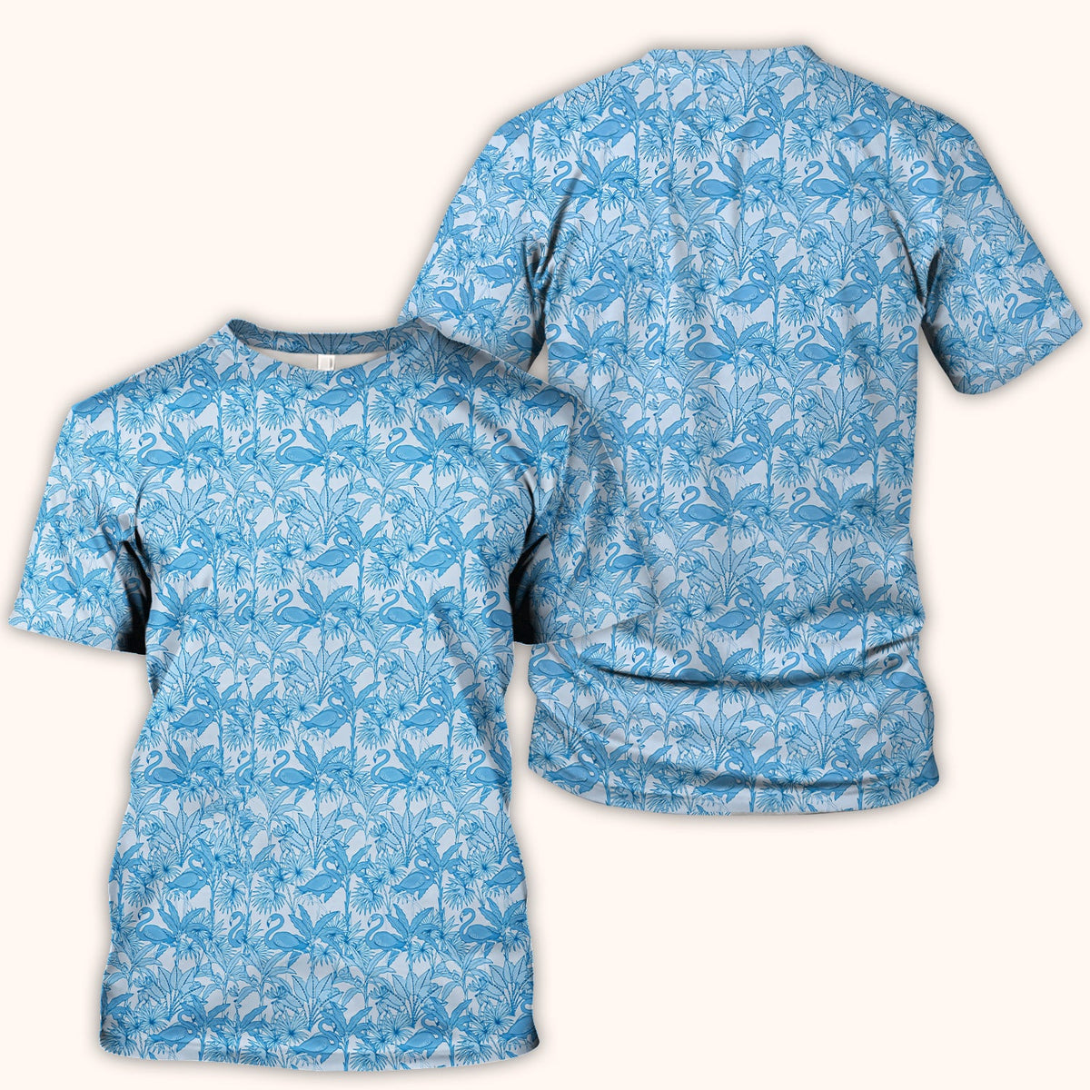 Tropical Flamingo Palm Leaves Nurse Scrub Top