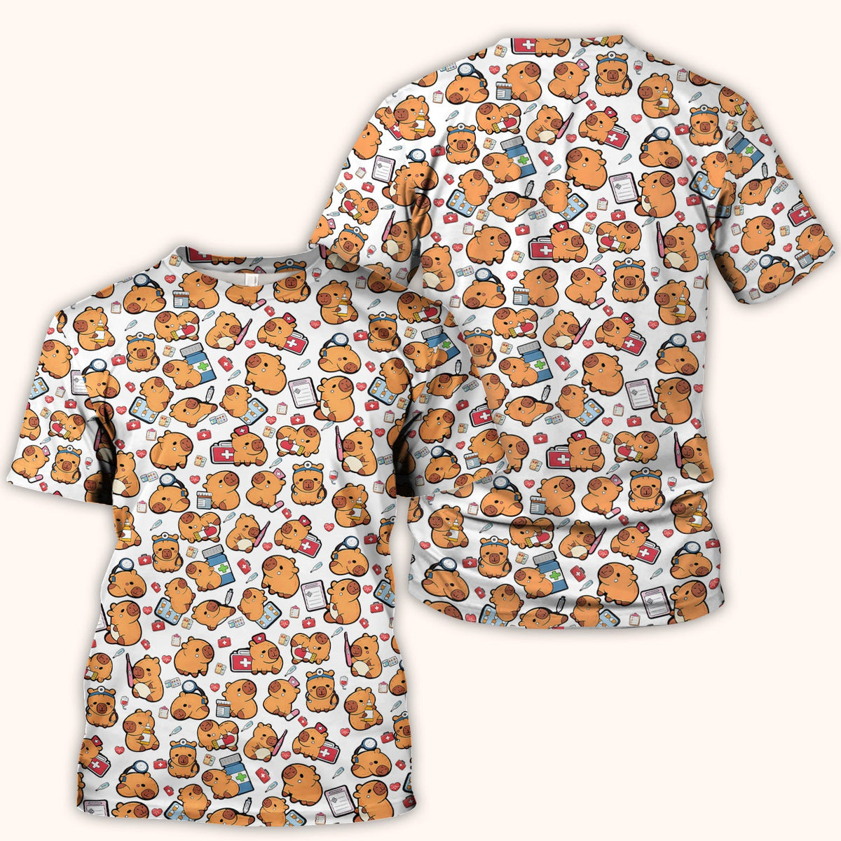 Capybara Stethoscope Medical Tools Nurse Scrub Top