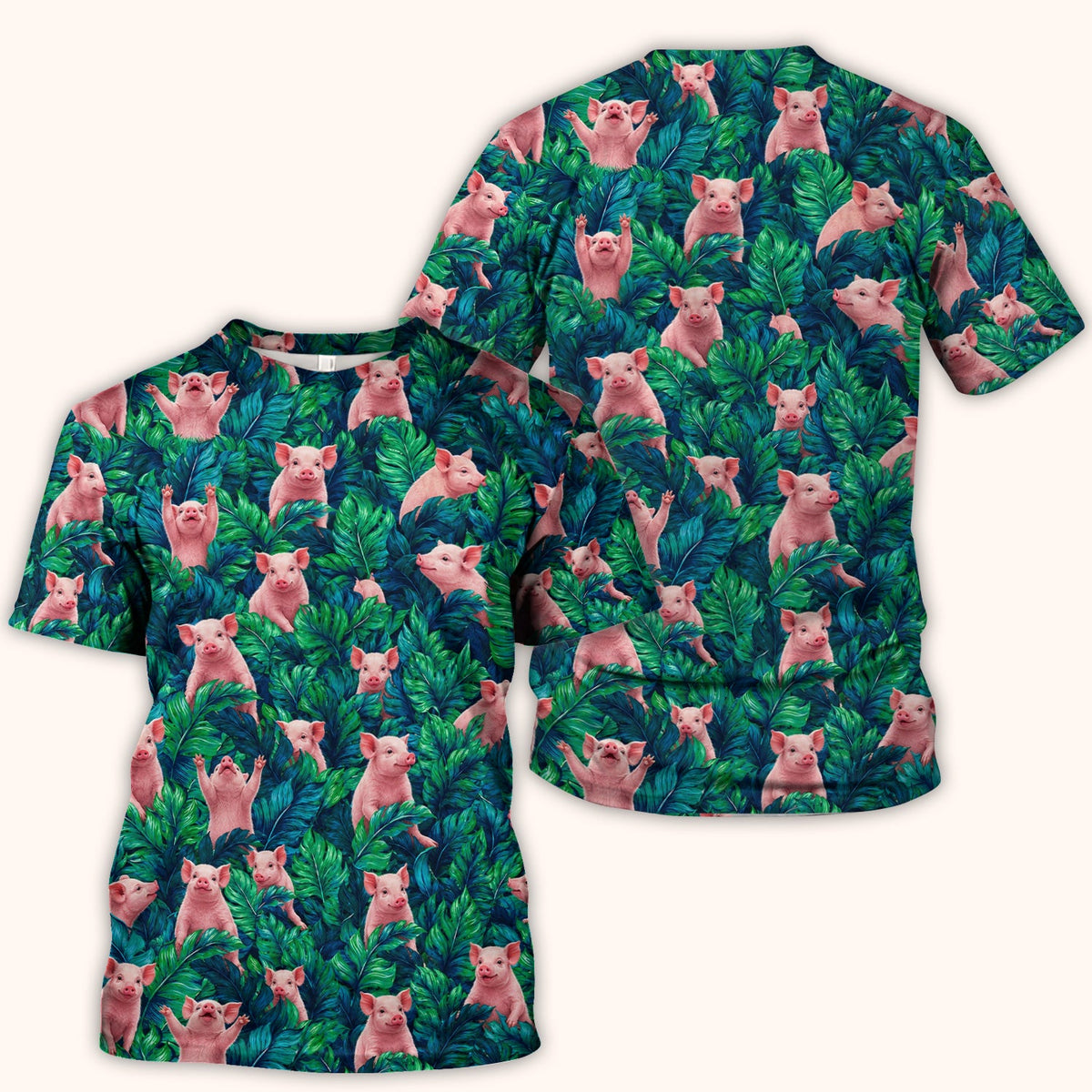Piglet Jungle Leaves Nurse Scrub Top