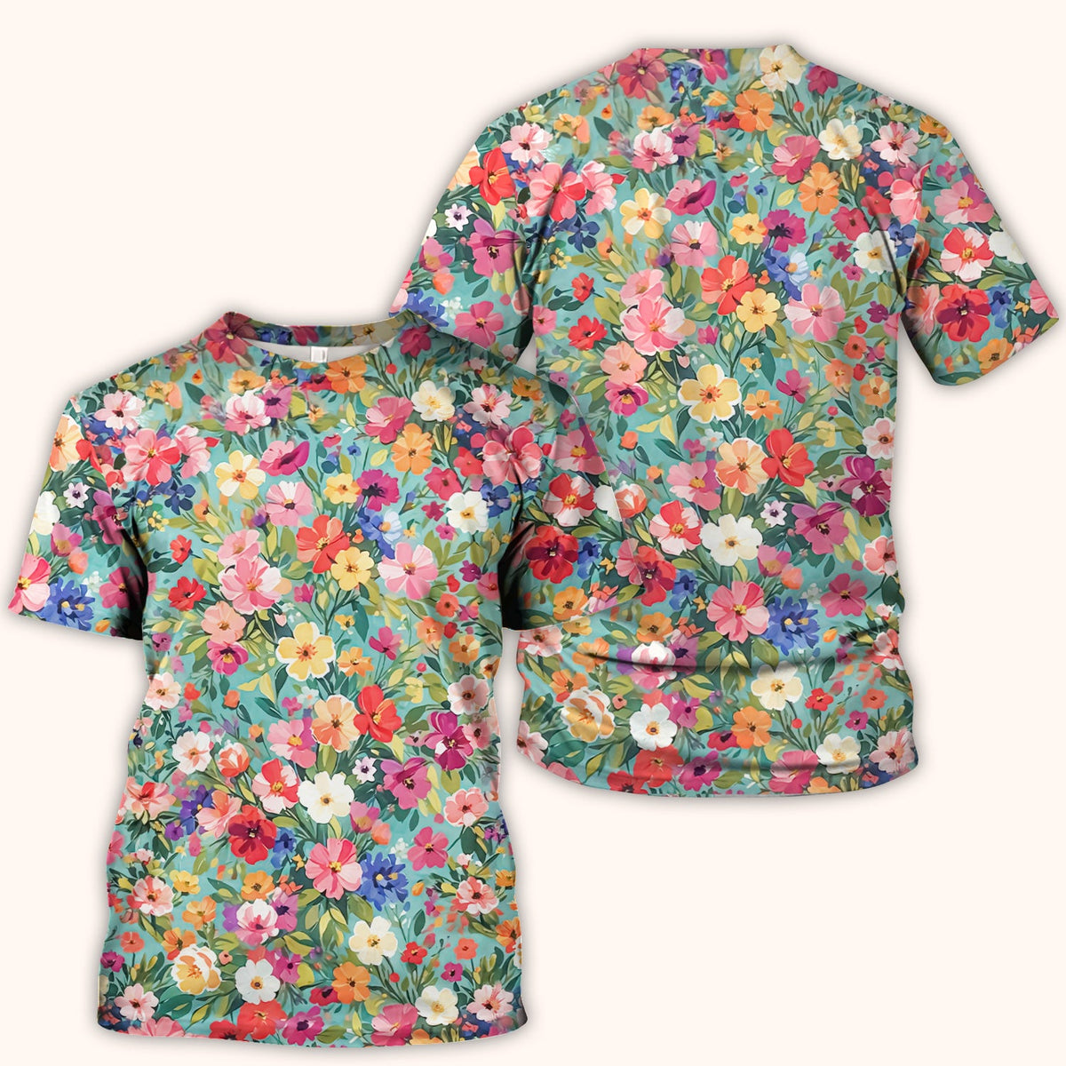 Colorful Wildflower Garden Bloom Scrub Top, Comfortable Scrubs for Nurses
