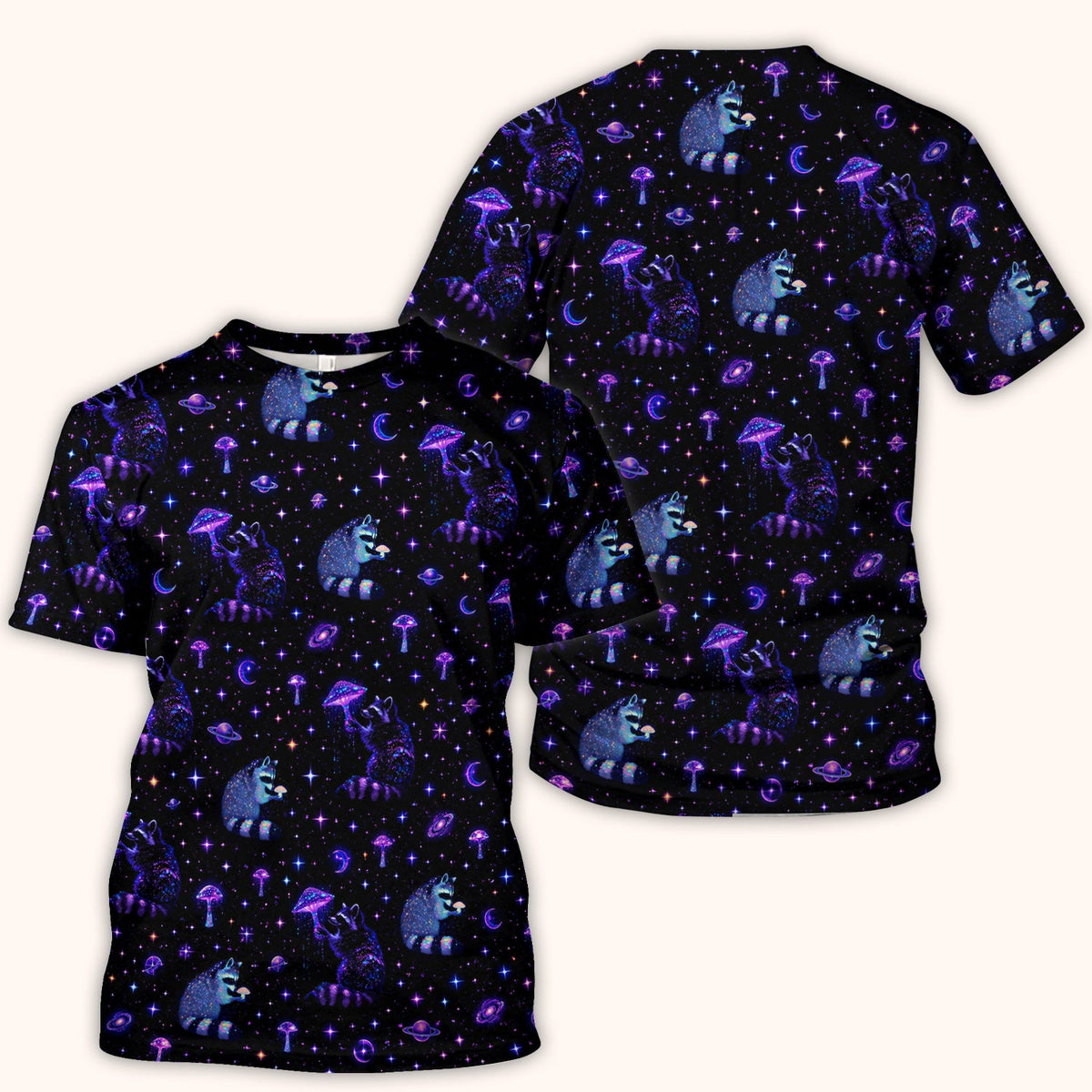 Raccoon Mushroom Galaxy Nurse Scrub Top