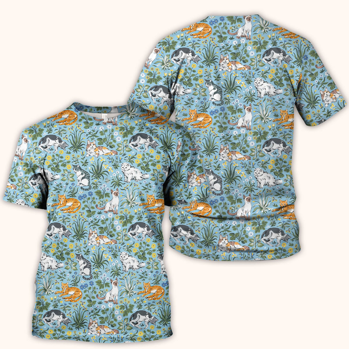 Floral Cat Garden Nurse Scrub Top