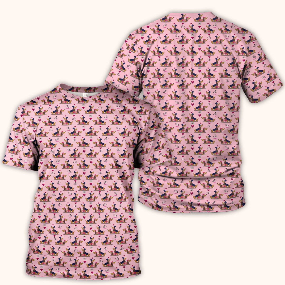Dachshund Nurse Scrub Top - Valentines Day Gift