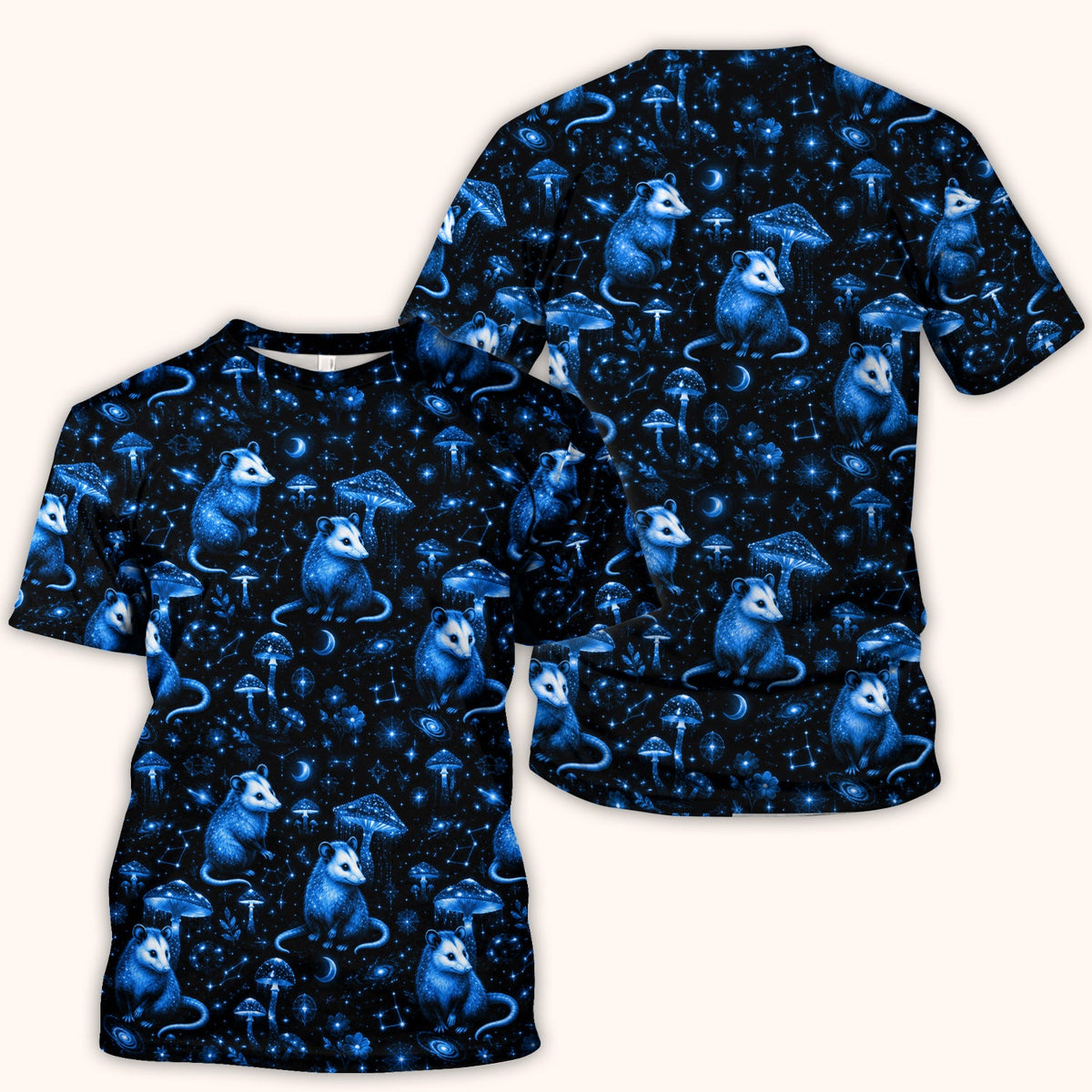 Celestial Blue Opossum Mushroom Nurse Scrub Top
