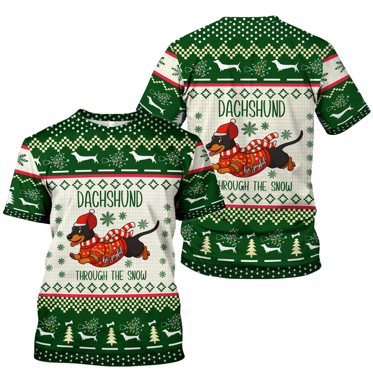 Wiener Dog Through The Snow Christmas Nurse Scrub Top