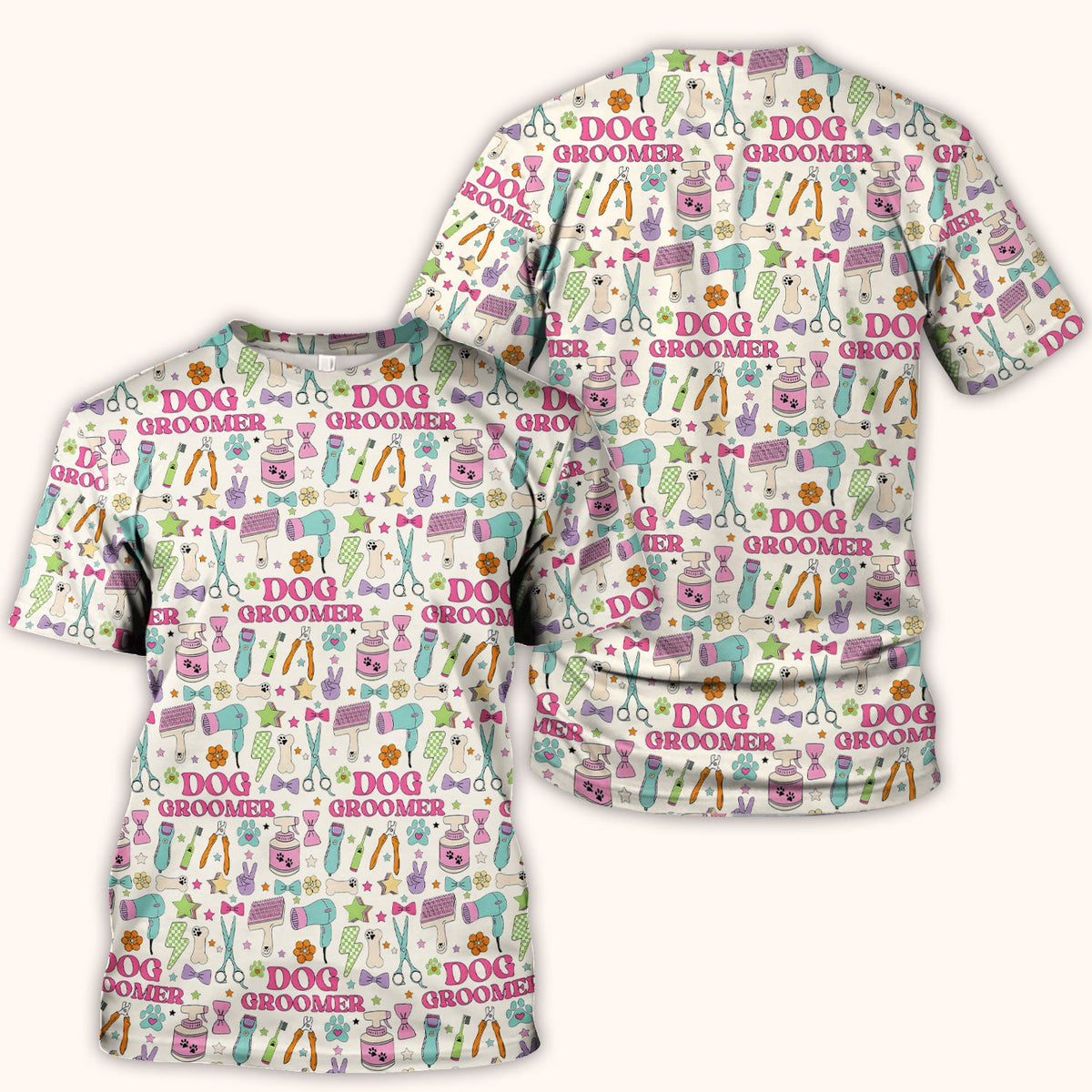 Dog Groomer Tools Nurse Scrub Top