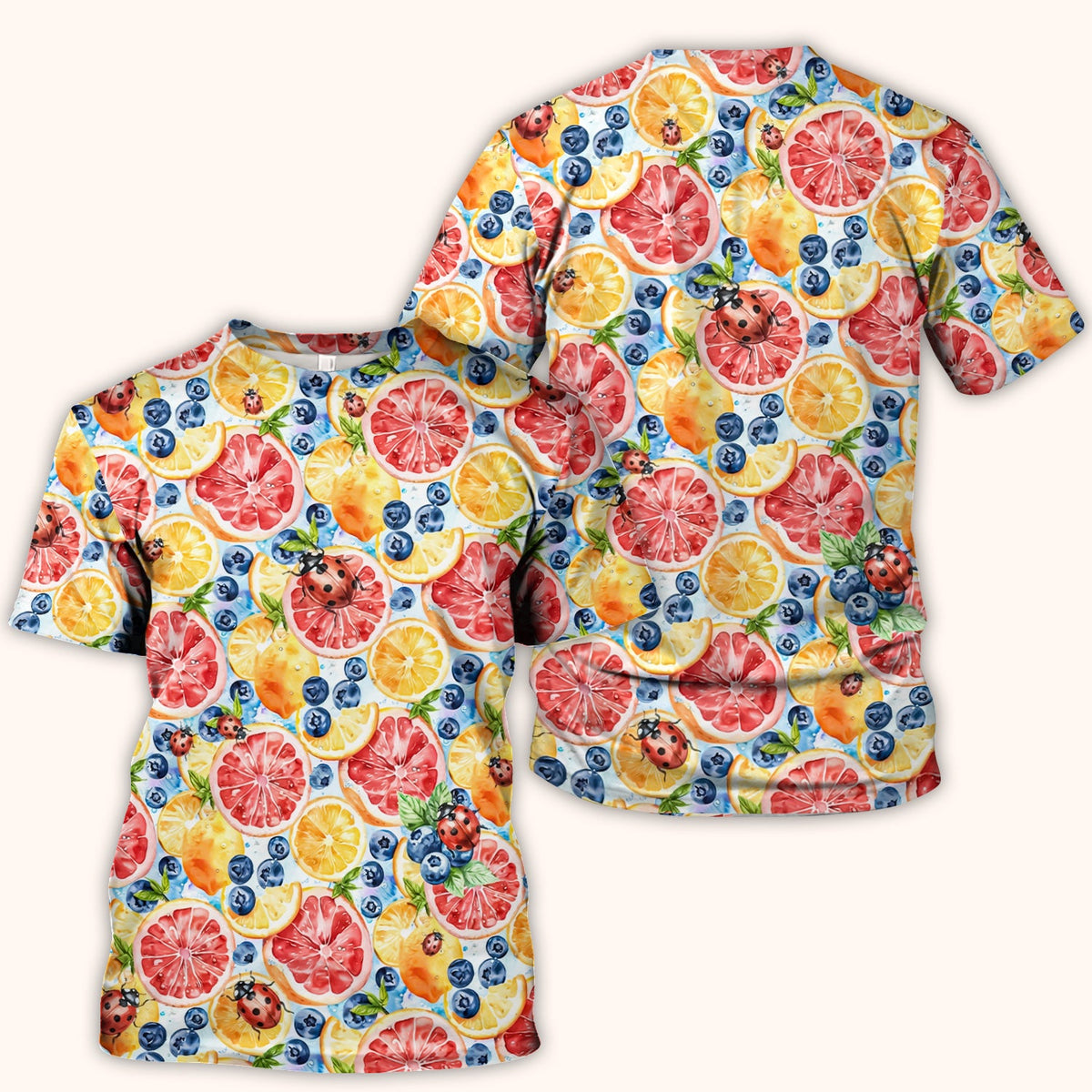Citrus Berry Ladybug Nurse Scrub Top