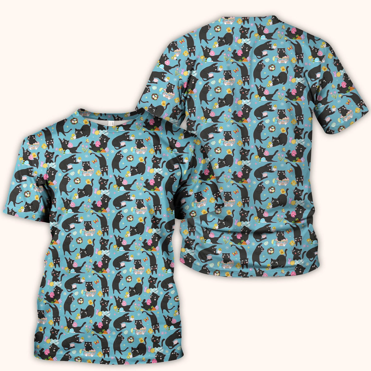 Black Cat Easter Egg Nurse Scrub Top