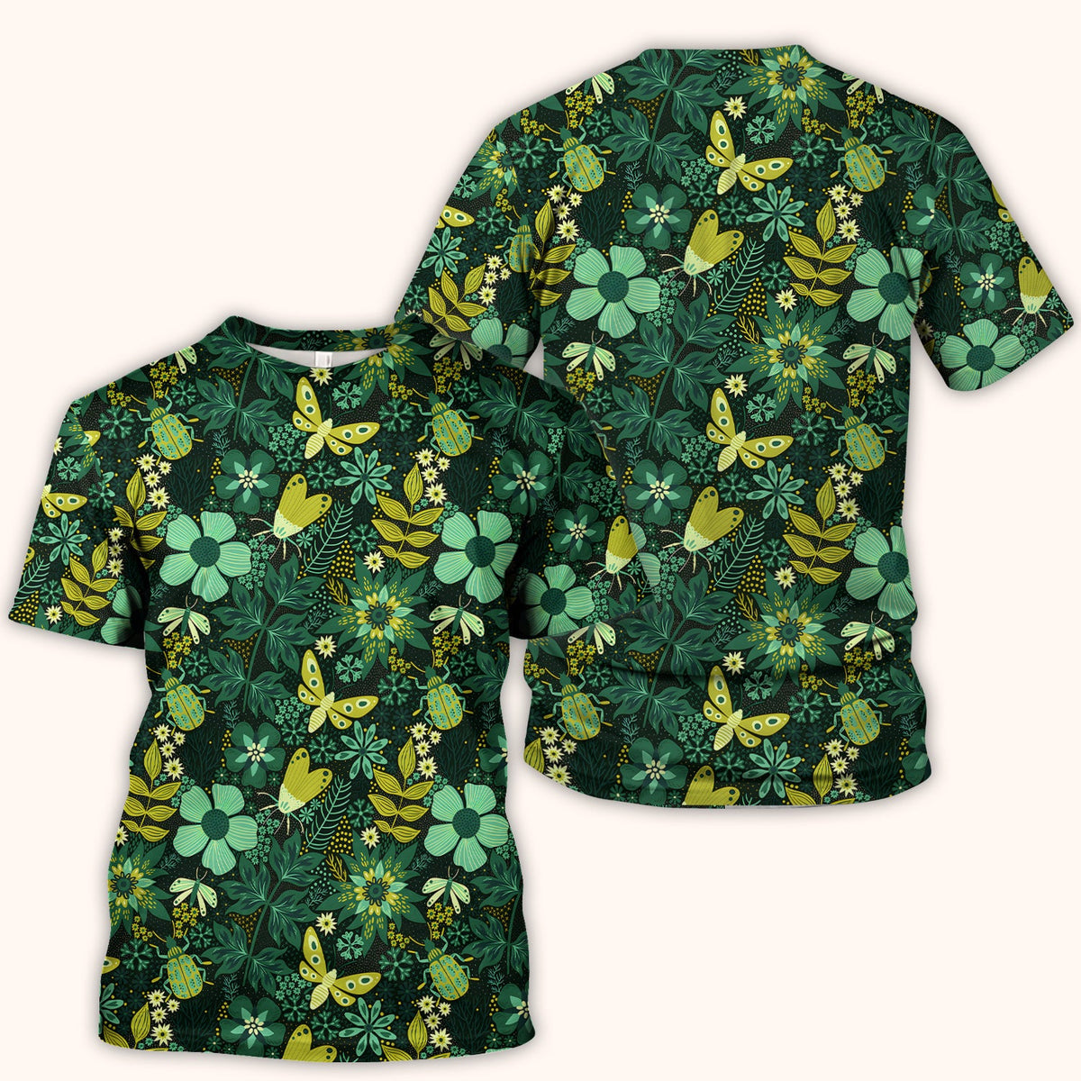 Green Botanical Butterfly Nurse Scrub Top