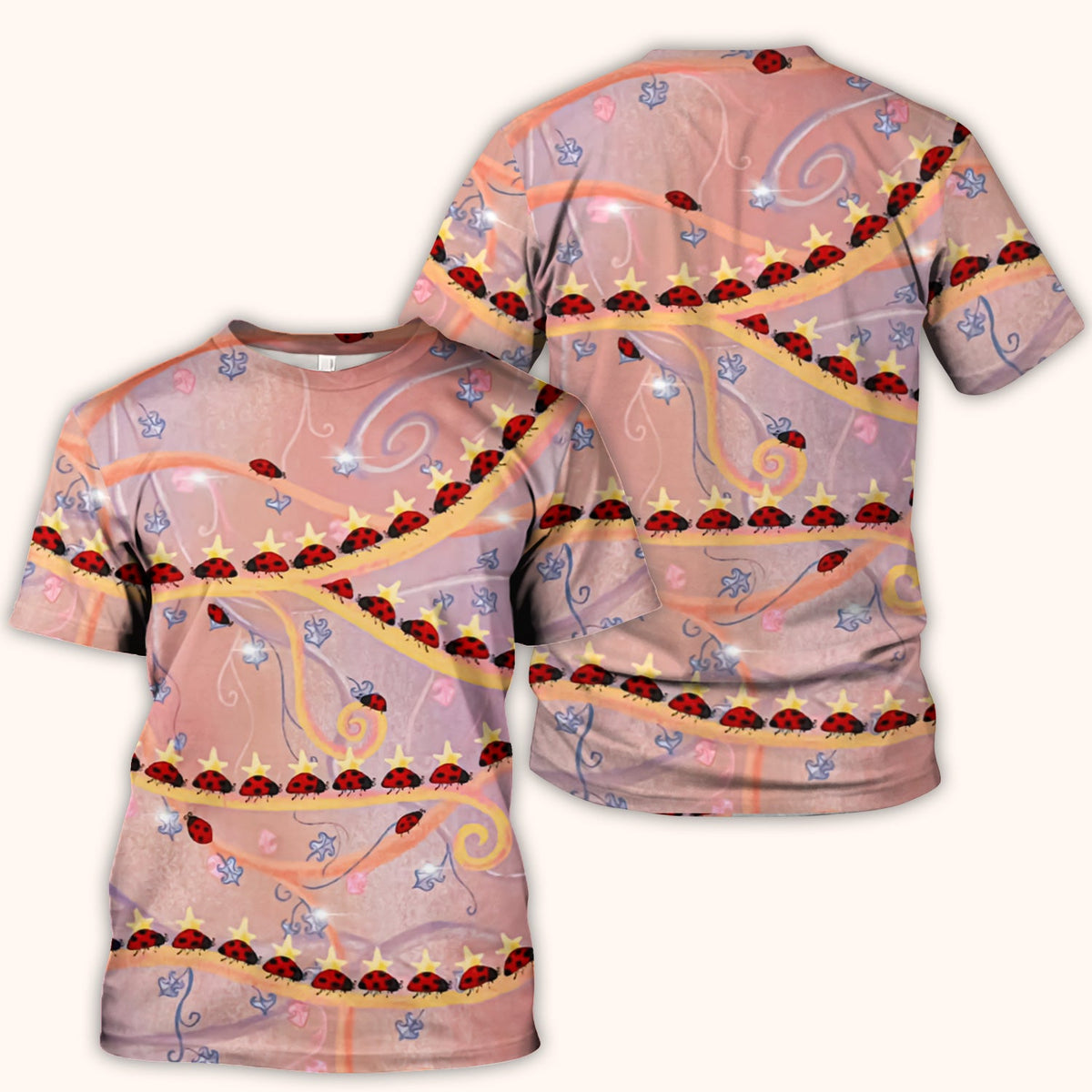Ladybug Star Vine Swirl Nurse Scrub Top