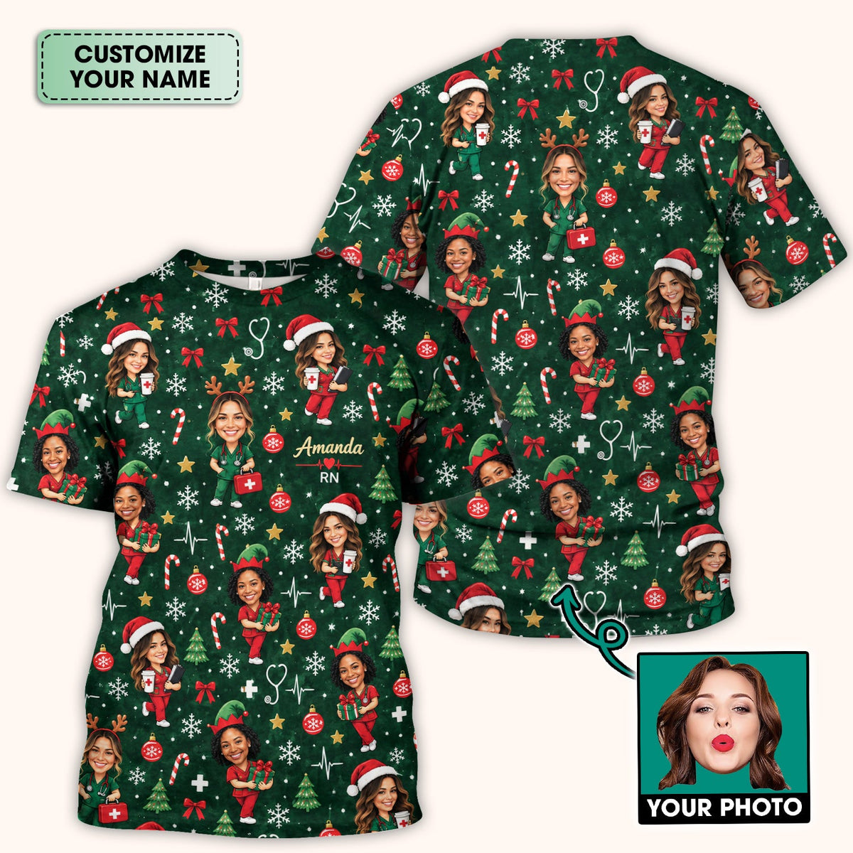 Personalized Image Nurse Scrub Top