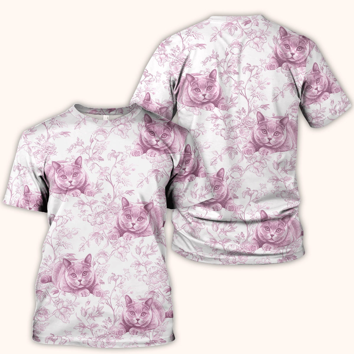 Dog Cat Chinoiserie Nurse Scrub Top