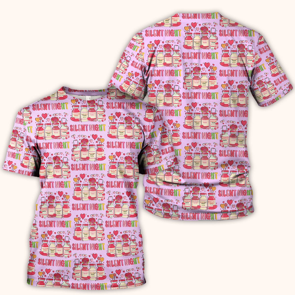 Valentine Silent Night Love Nurse Scrub Top