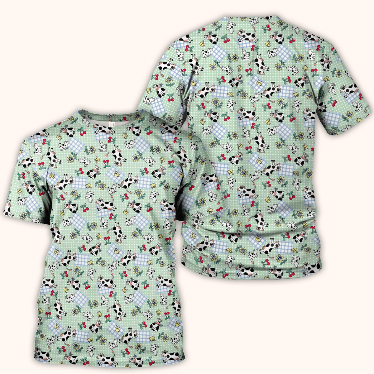 Cow Cherry Farm Garden Nurse Scrub Top