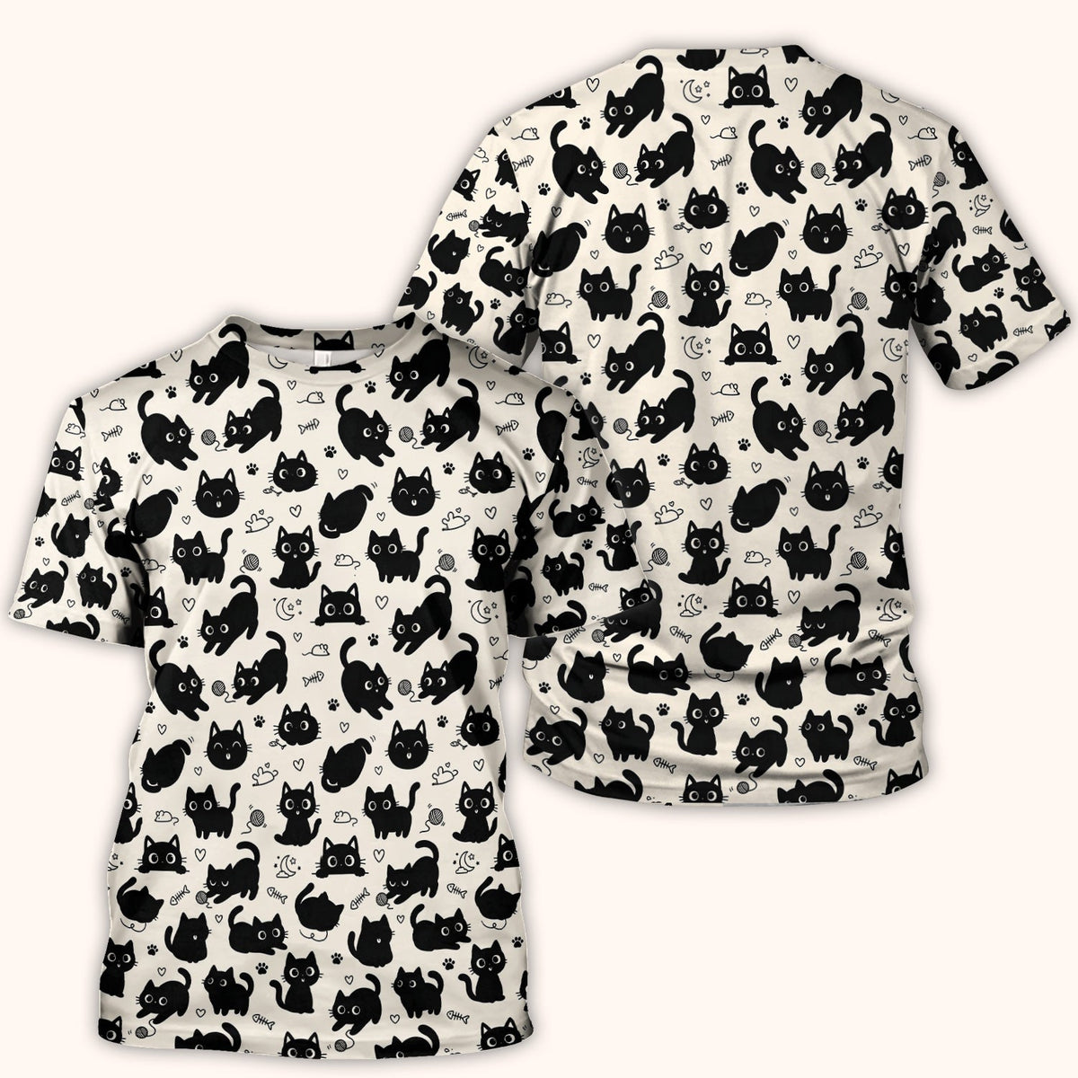 Playful Black Cat Nurse Scrub Top