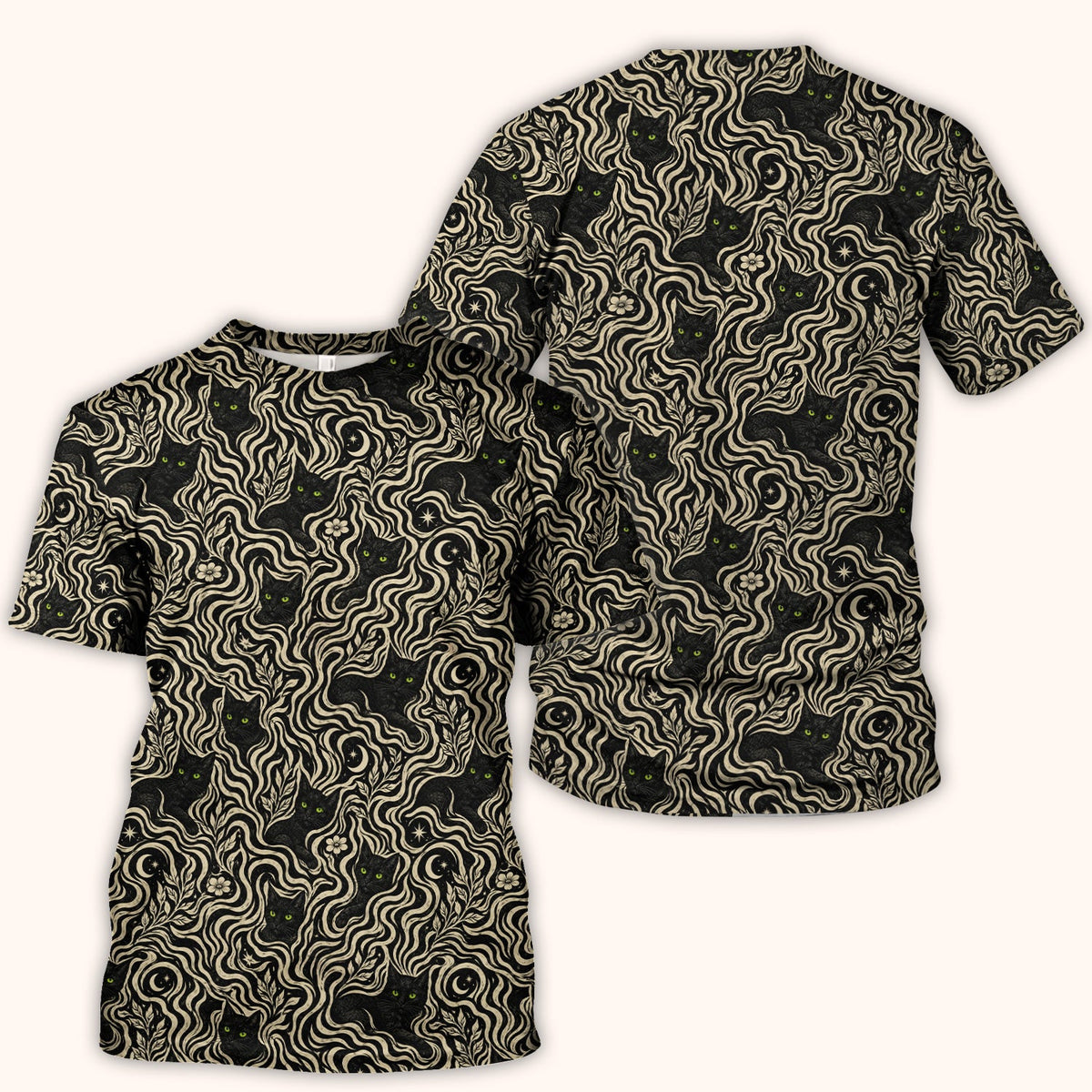 Mystical Black Cat Moonlit Nurse Scrub Top