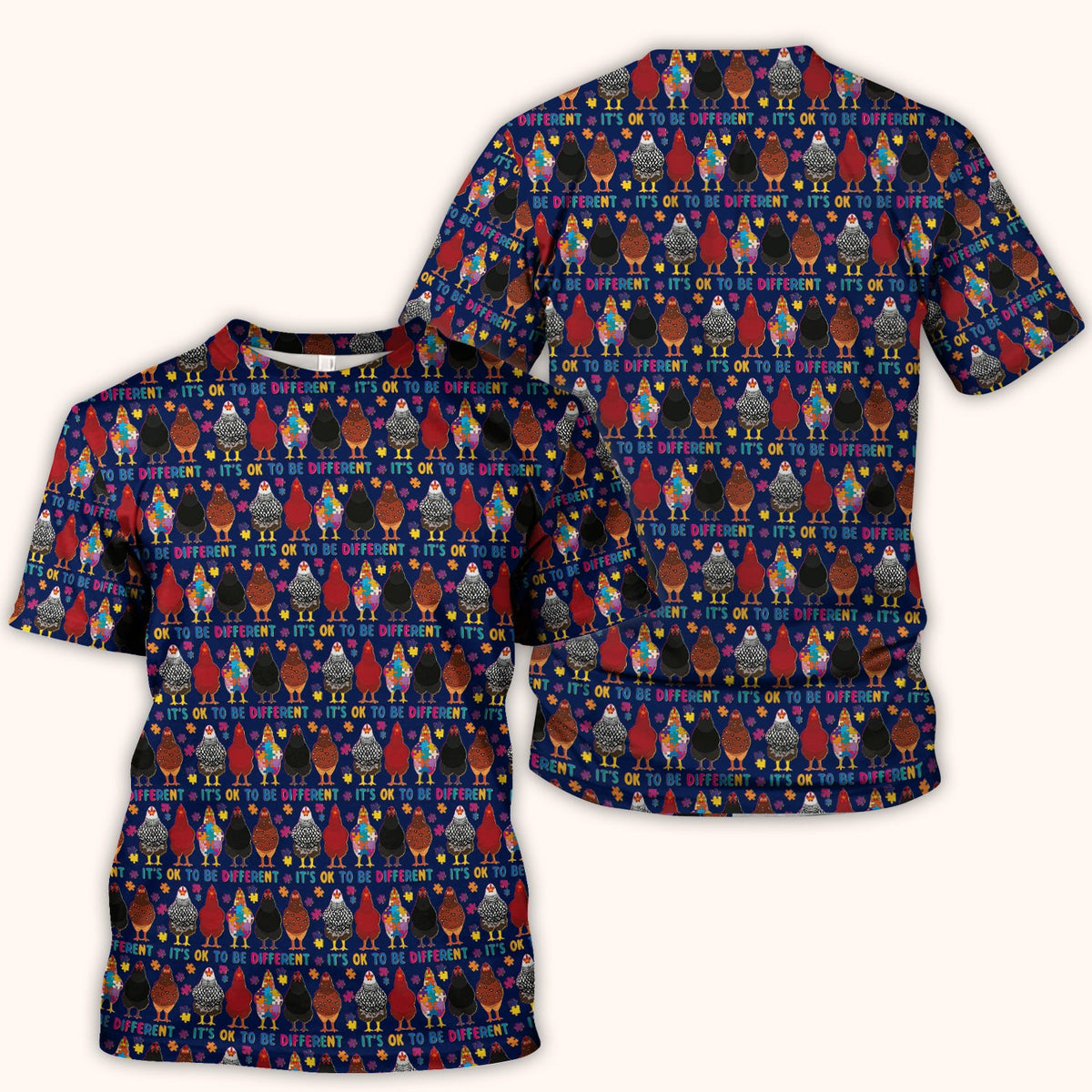 Autism Chicken It's OK To Be Different Nurse Scrub Top