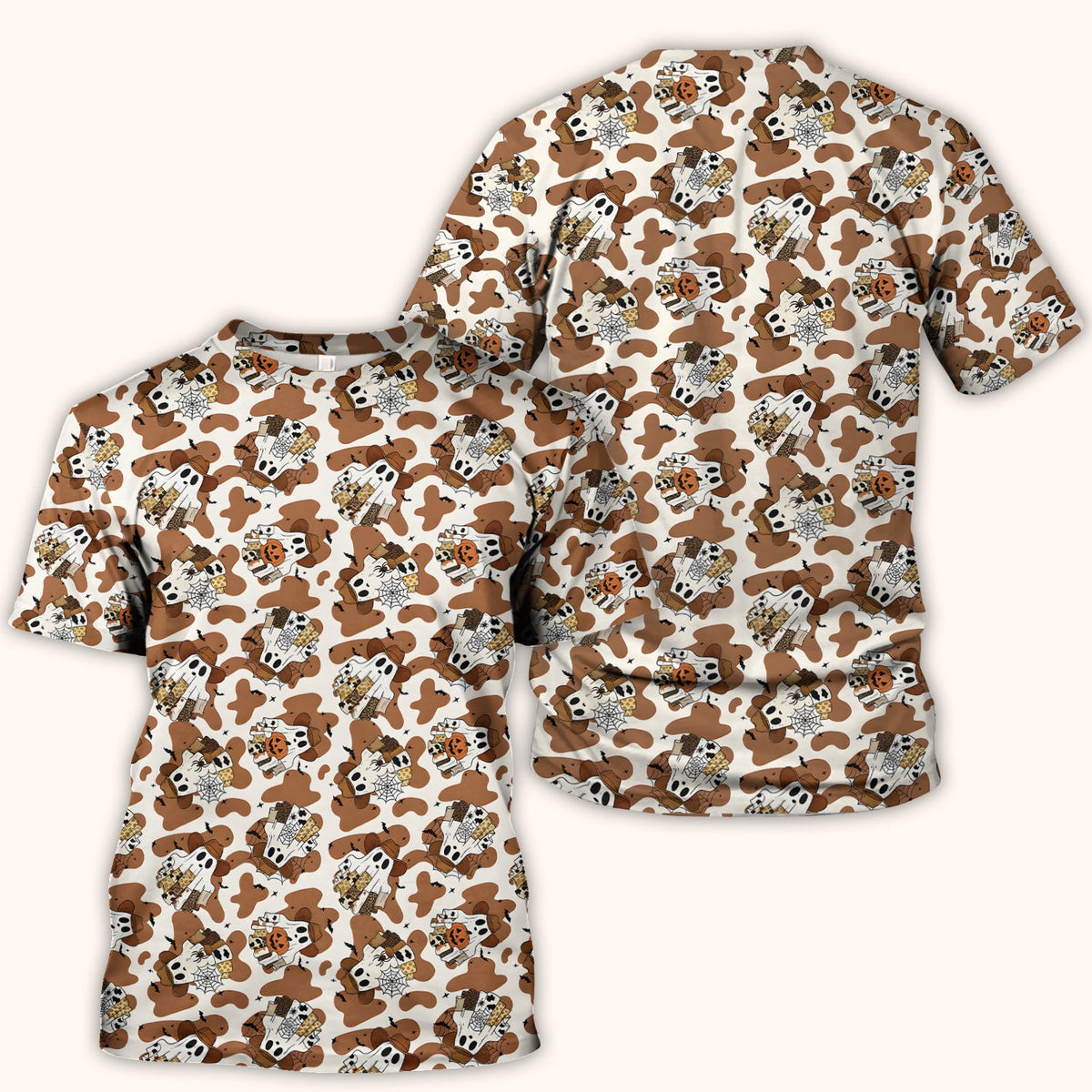 Cow Ghost Nurse Scrub Top - Halloween Gift