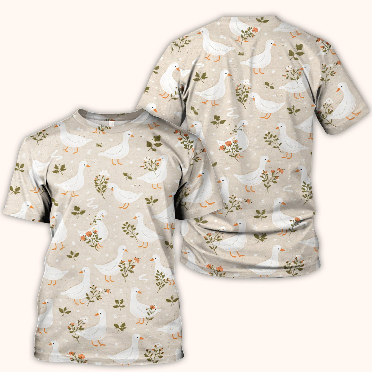White Goose Floral Meadow Nurse Scrub Top