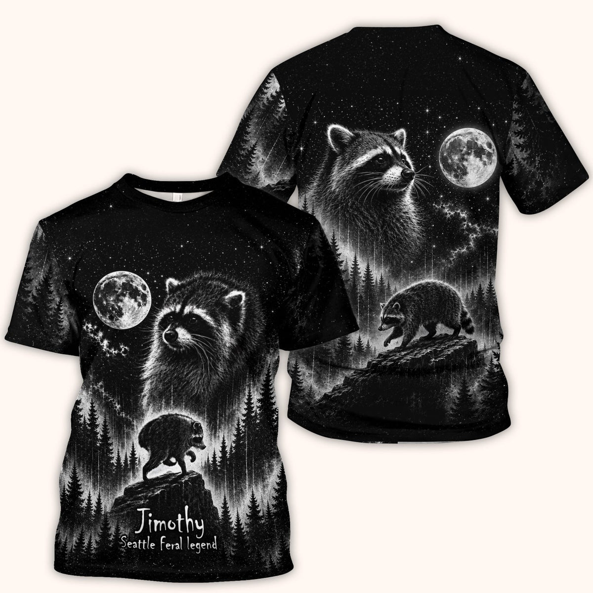 Moonlit Jimothy Raccoon Forest Nurse Scrub Top