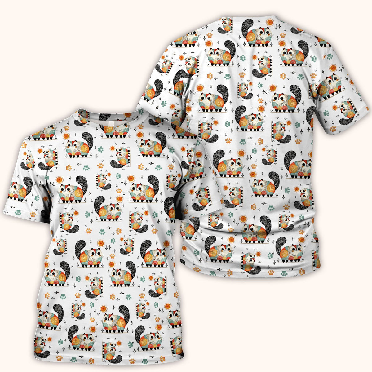 Cat Illustration Nurse Scrub Top