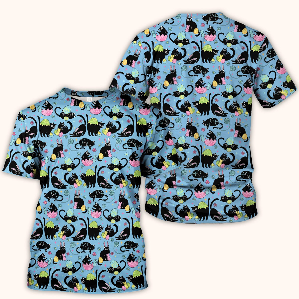 Black Cat Egg Nurse Scrub Top - Easter Gift