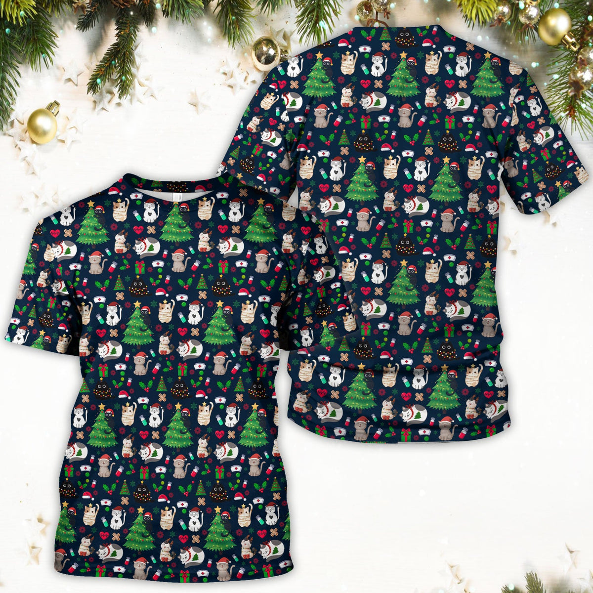 Christmas Pet Nurse Scrub Top