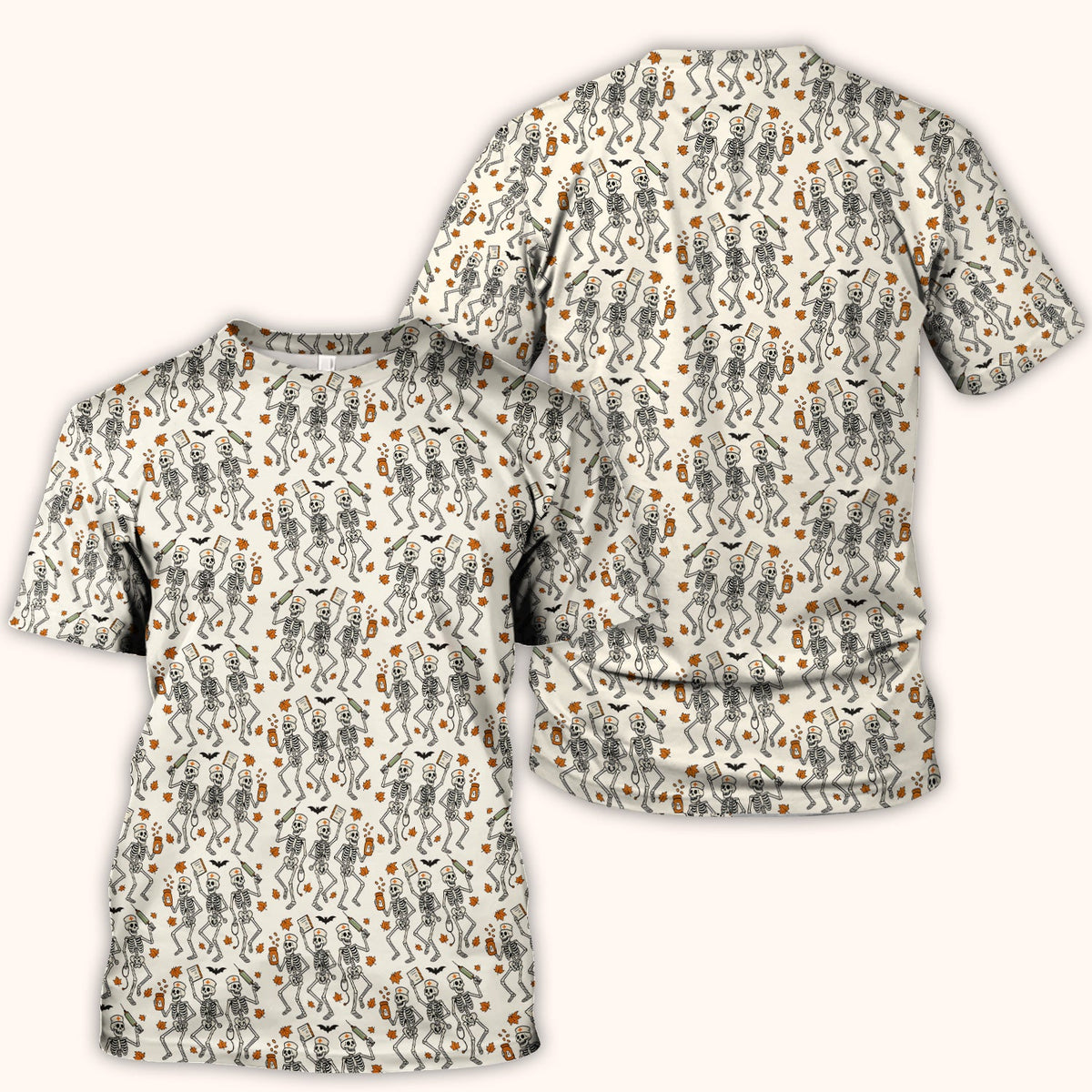 Skeleton Nurse Scrub Top - Halloween Gift